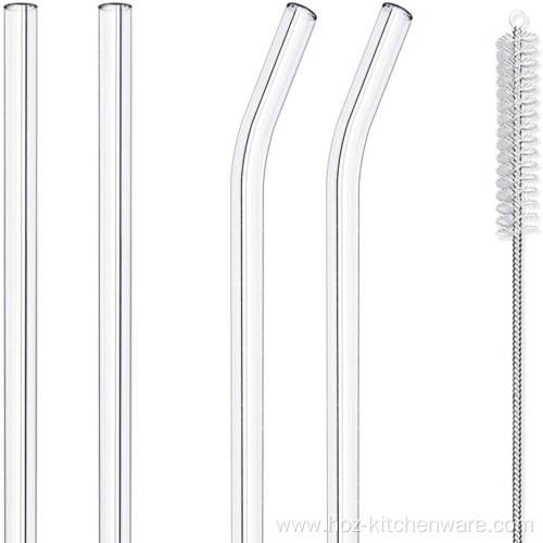 Reusable 4-piece Glass Straw Set